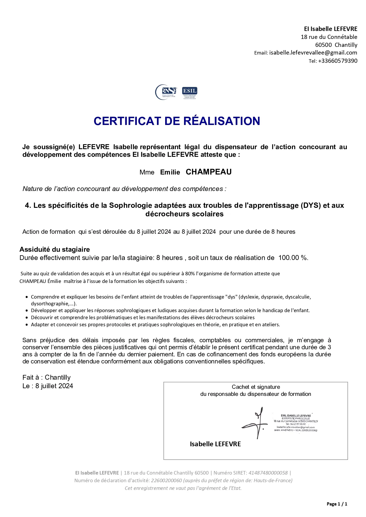 Certificat de Sophrologie adaptée aux troubles de l apprentissage (DYS) et aux décrocheurs scolaires
